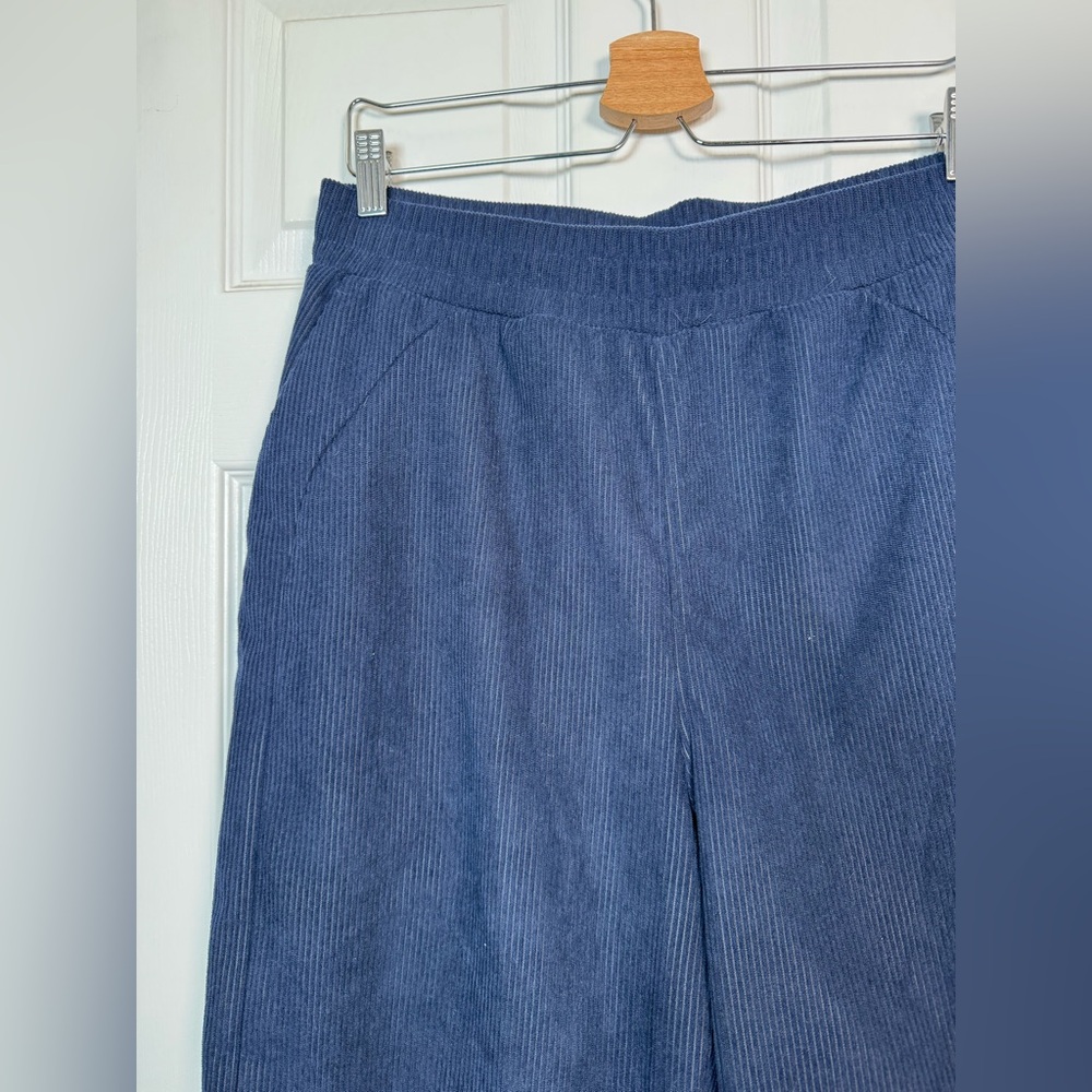 HALARA Navy Wide Leg Corduroy Pants High Rise Pockets Casual L - Picture 4 of 8